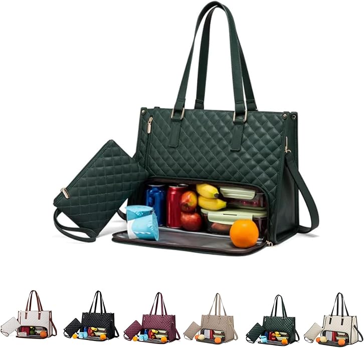 3 in 1 tote bag for women,laptop bag with lunch compartment,work tote with lunch compartment