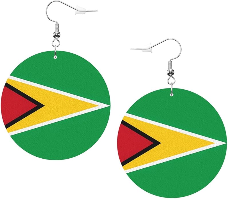 Round Faux Leather Earrings for Women Lightweight Double-Side Printed Drop Dangle Earring for Festival Party Gift