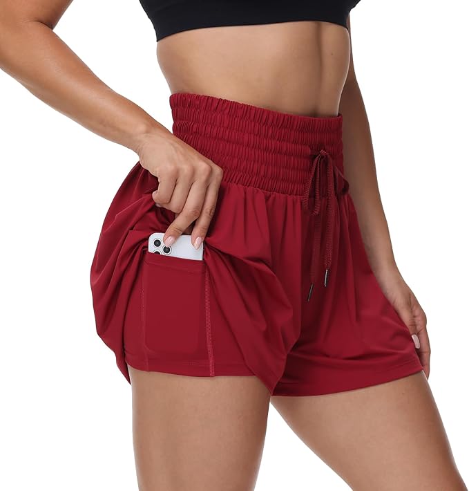 Blaosn Flowy Athletic Shorts for Women Gym Workout Running Short Pants High Waist Skort with Pocket Casual Summer Clothes