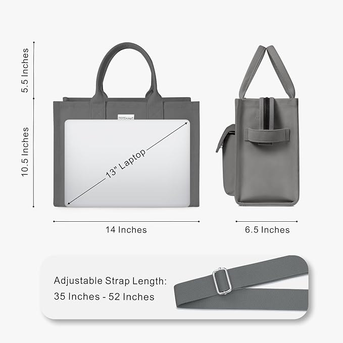 TOPDesign Heavy-Duty Canvas Tote Bag for Women, Adjustable Crossbody/Shoulder Handbag with 9 Pockets, Everything Tote