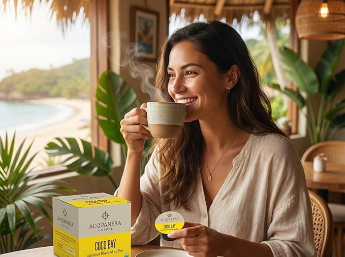 Acquanera Coffee - Coco Bay, Island Blend Flavored Coffee - 100% Arabica - Single Serve Coffee Pods Compatible With K-cup Brewers - 24 count