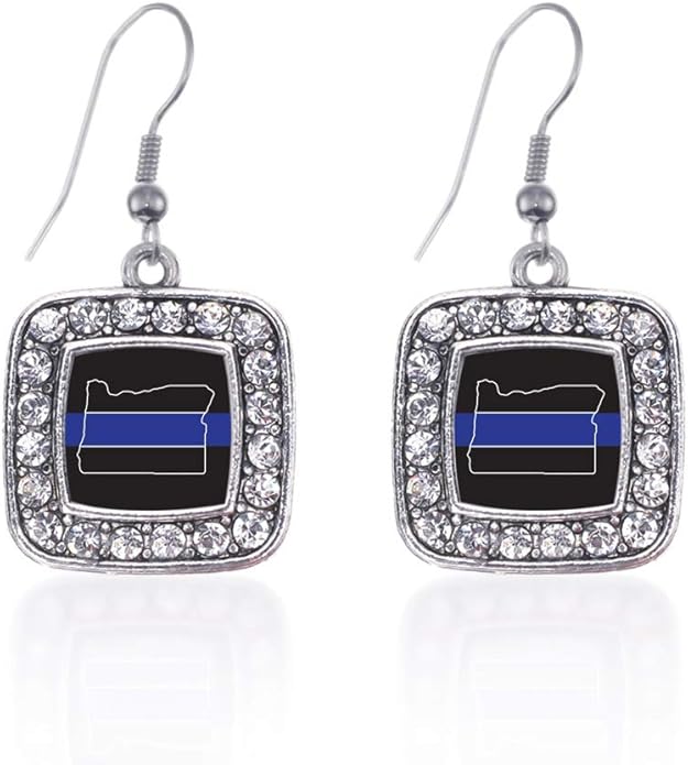 Inspired Silver - Silver Square Charm French Hook Drop Earrings with Cubic Zirconia Jewelry