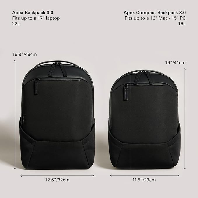 Troubadour Apex 3.0-22L Premium Laptop Backpack - Ergonomic & Water Resistant - Designed for Work and Travel - Black