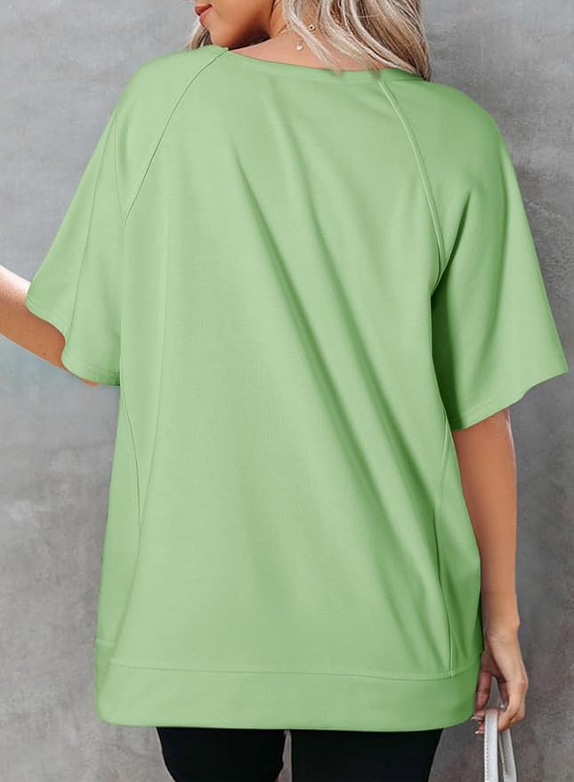 Dokotoo Oversized T Shirts for Women Crewneck Short Sleeve Casual Summer Tops Lightweight Loose High Low Blouse