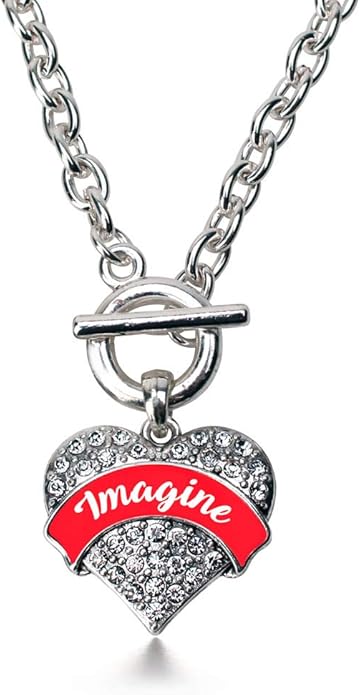 Inspired Silver - Silver Pave Heart Charm 18 Inch Necklace with Cubic Zirconia Jewelry