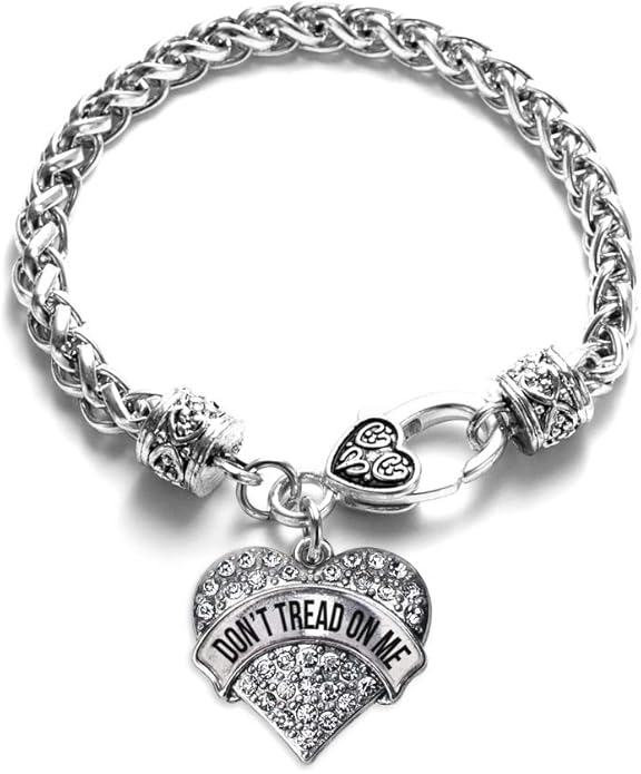 Inspired Silver - Silver Pave Heart Charm Bracelet with Cubic Zirconia Jewelry