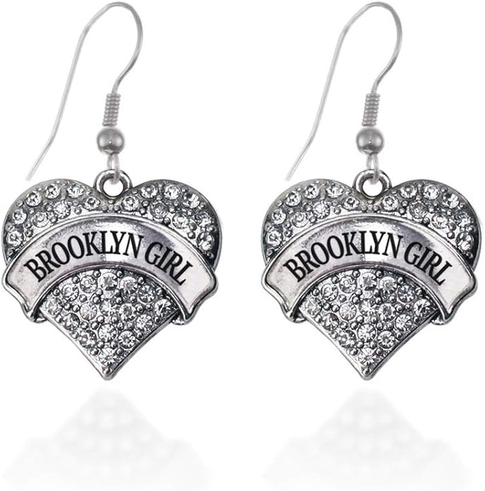 Inspired Silver - Silver Pave Heart Charm French Hook Drop Earrings with Cubic Zirconia Jewelry