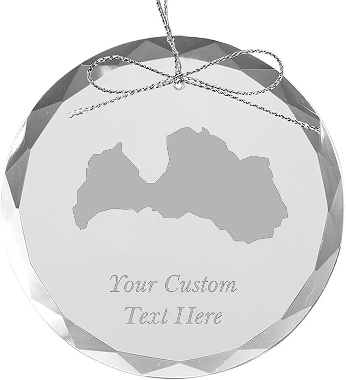 Latvia, Personalized Travel Christmas Ornament – Customized Engraved Glass Keepsake - Custom Family Trip & Vacation, 2024, 2025, 2026, 2027 & Name – Destination Xmas Holiday Ornament