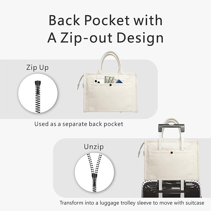 TOPDesign Heavy-Duty Canvas Tote Bag for Women, Adjustable Crossbody/Shoulder Handbag with 9 Pockets, Everything Tote