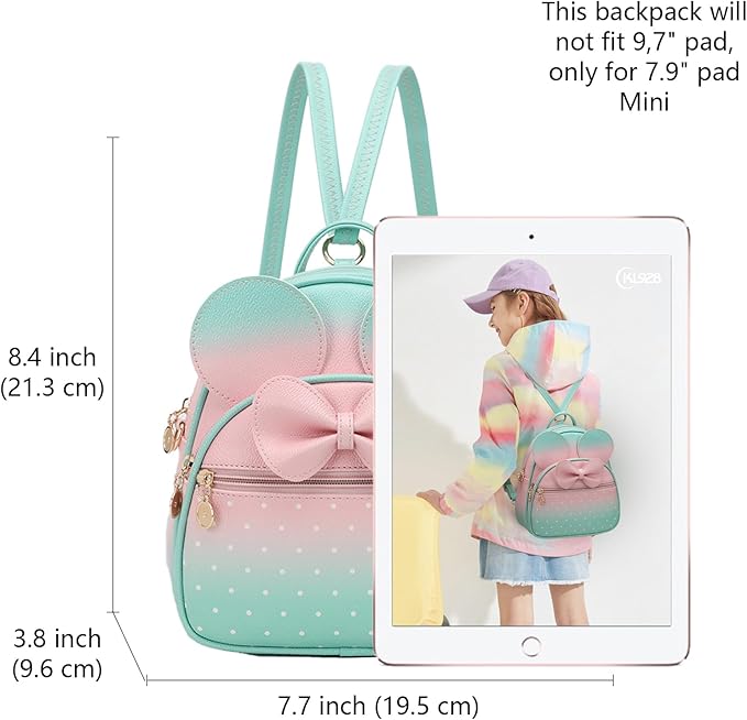 KL928 Girls Mini Backpack Bowknot Polka Dot Cute Small Daypacks Convertible Shoulder Bag Purse for Women