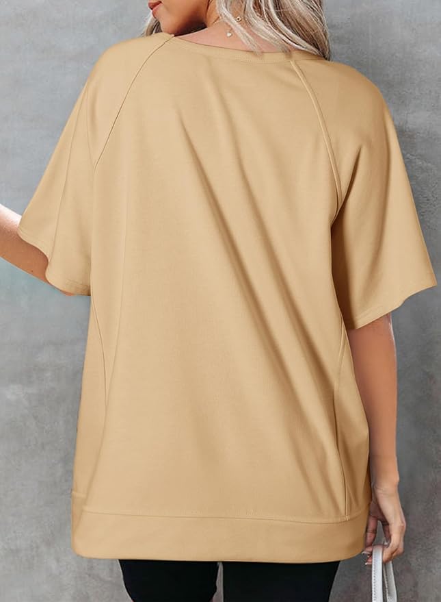 Dokotoo Oversized T Shirts for Women Crewneck Short Sleeve Casual Summer Tops Lightweight Loose High Low Blouse