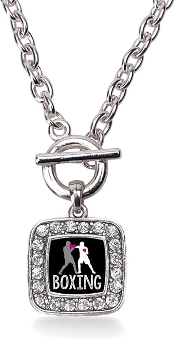 Inspired Silver - Silver Square Charm 18 Inch Necklace with Cubic Zirconia Jewelry
