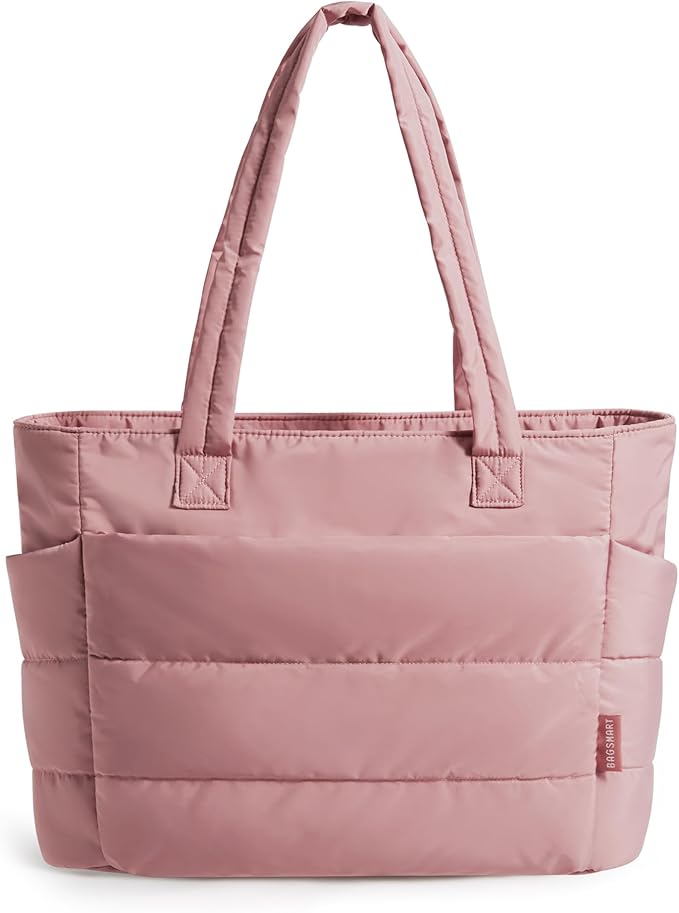 BAGSMART Tote Bag for Women, Lightweight Puffy Tote Bag with Compartments Shoulder Bag Handbag for Travel, Work, Gym | Lightweight, Puffy, Tote Bag with Compartments, Quilted, for Travel, Work