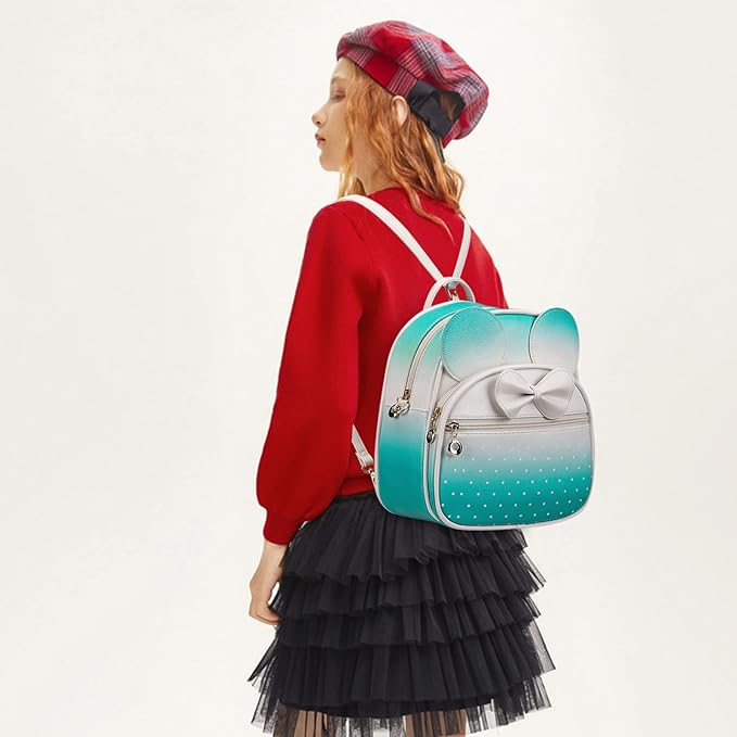 KL928 Girls Mini Backpack Bowknot Polka Dot Cute Daypacks Convertible Shoulder Bag Purse for Women