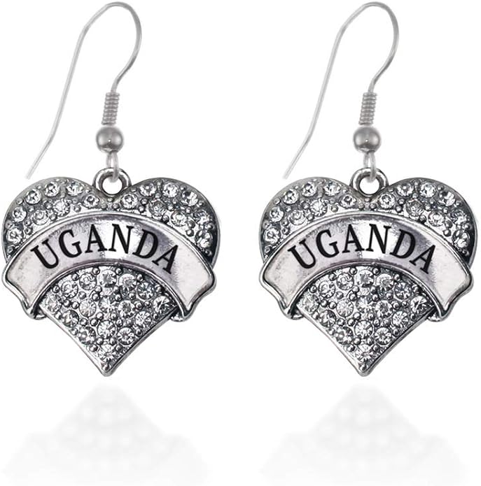 Inspired Silver - Silver Pave Heart Charm French Hook Drop Earrings with Cubic Zirconia Jewelry