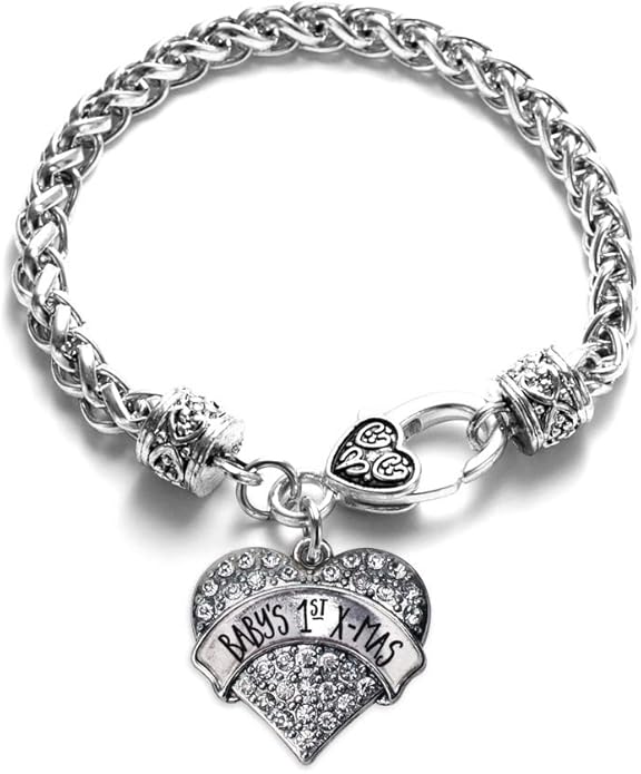 Inspired Silver - Silver Pave Heart Charm Bracelet with Cubic Zirconia Jewelry