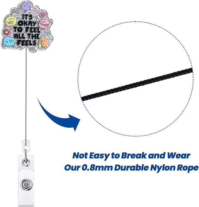 It's Okay to Feel All The Feels Funny Badge Reel | Inspirational Mental Health ID Holder for Nurses, Teachers, Social Worker Gifts, & Psychologists | Retractable Badge | Office Stocking Stuffer