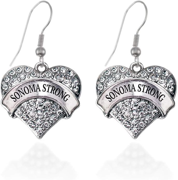 Inspired Silver - Silver Pave Heart Charm French Hook Drop Earrings with Cubic Zirconia Jewelry