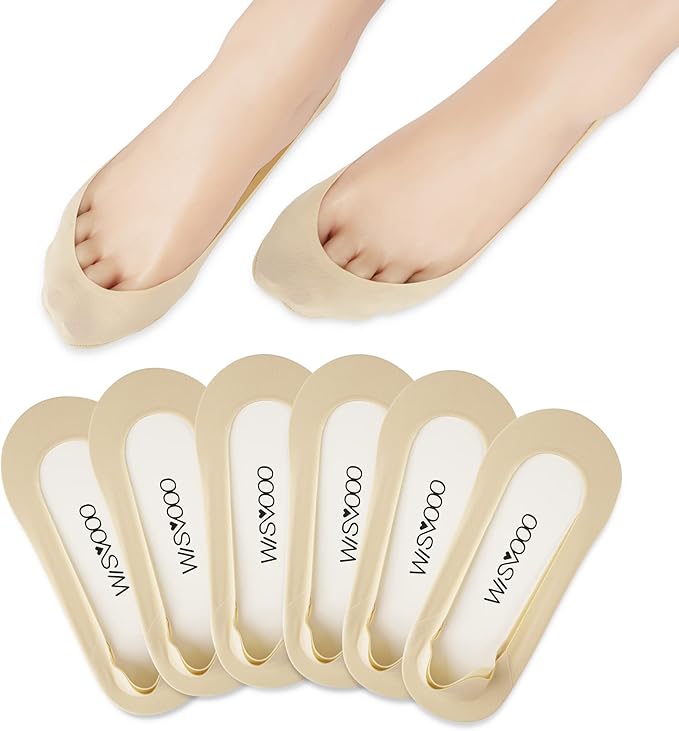 WISVOOO No Show Socks Womens Liner Ultra Low Cut Non Slip Invisible Socks for Flats