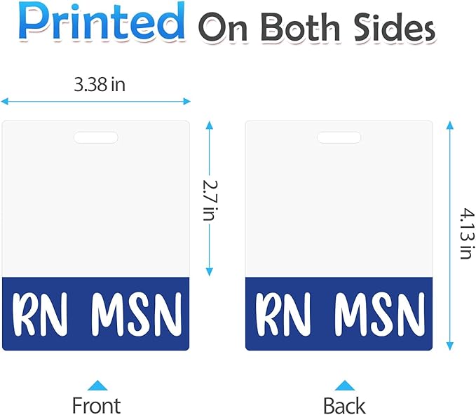 Oversized RN MSN Badge Buddy Card Holder - Horizontal Master of Science in Nursing Accessories XL Blue Pink Black Purple Red ID Badge Card Holder Name Tags Buddy for Hospital Work