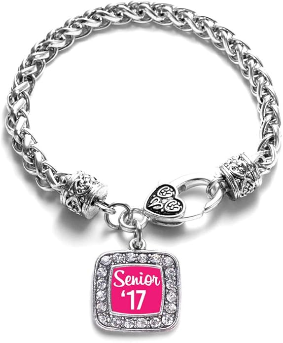 Inspired Silver - Silver Square Charm Bracelet with Cubic Zirconia Jewelry