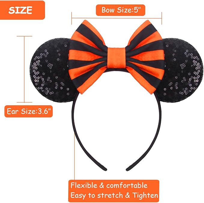 Sequin Mouse Ears Headbands for Women Girls Boys, Glitter Bows Headband for Kids Adults Birthday Party Costume Halloween