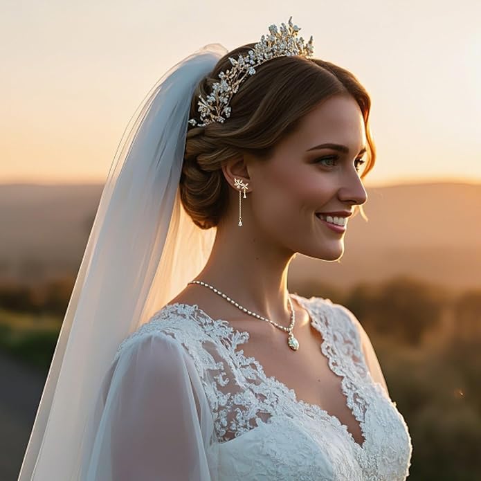 SLUYNZ 925 Sterling Silver CZ Flowers Wrap Dangle Chain Earrings - Elegant Bridal Wedding Engagement Drop Earrings