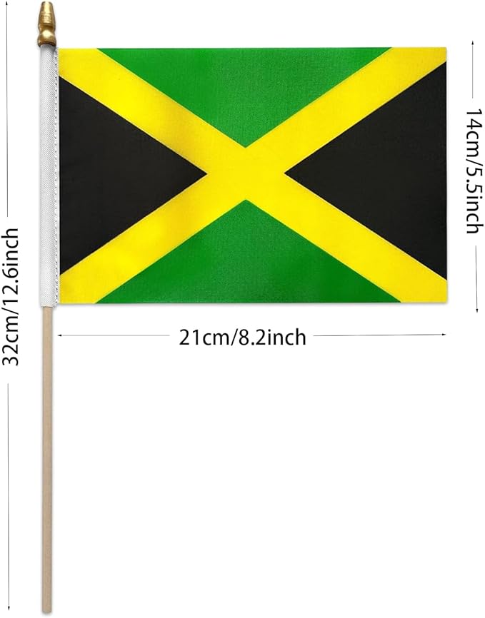 GSYLPFT 12 Pack Jamaican Flags on Sticks Jamaica Small Mini Hand Held Flags for Office Classroom Holiday Party Decorations