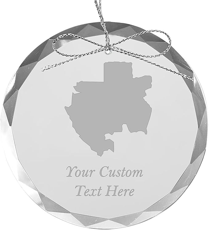 Gabon, Personalized Travel Christmas Ornament – Customized Engraved Glass Keepsake - Custom Family Trip & Vacation, 2024, 2025, 2026, 2027 & Name – Destination Xmas Holiday Ornament