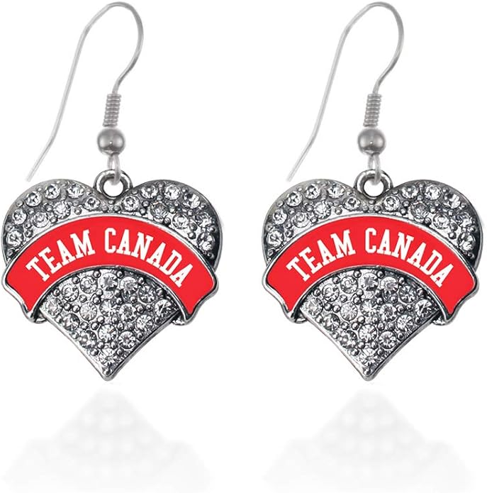Inspired Silver - Silver Pave Heart Charm French Hook Drop Earrings with Cubic Zirconia Jewelry