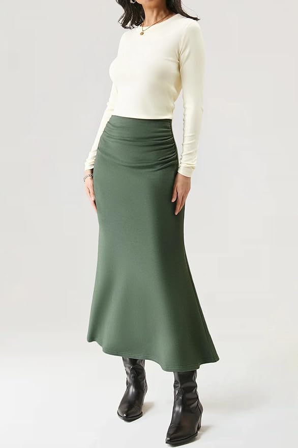 Newshows Women's Wool Blend Warm Long Sleeve Undershirt Stretchy Basic Business Casual Shirts Soft Layering Tops