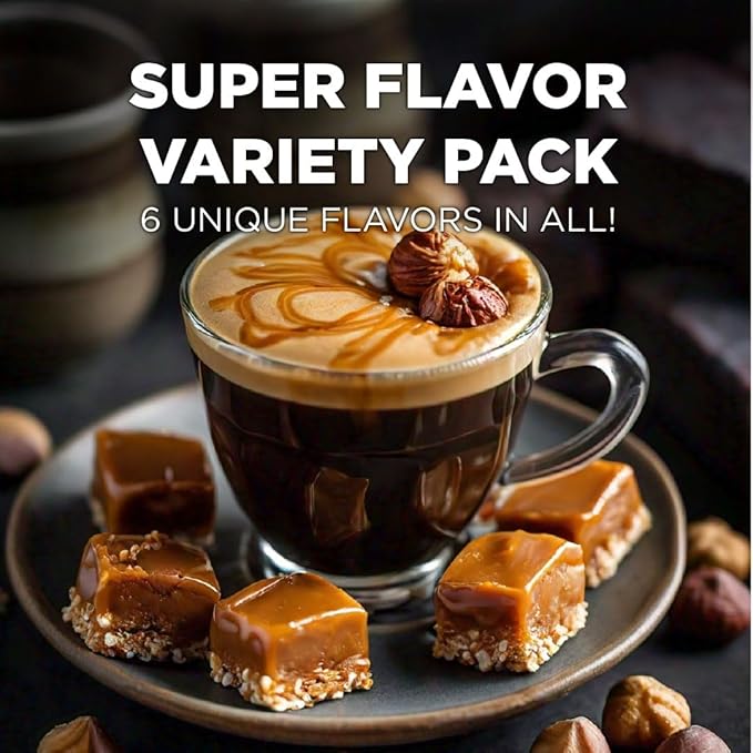Maud's Sampler Variety Pack Coffee Pods, 24 ct, 6 Assorted Flavors, Medium Roast Flavored Coffee in Recyclable Single Serve Pods – 100% Arabica Beans, Compatible with Keurig K Cups Maker