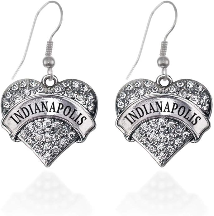 Inspired Silver - Silver Pave Heart Charm French Hook Drop Earrings with Cubic Zirconia Jewelry