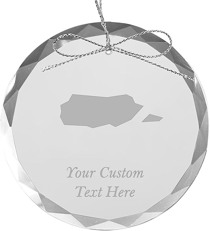 Puerto Rico, Personalized Travel Christmas Ornament – Customized Engraved Glass Keepsake - Custom Family Trip & Vacation, 2024, 2025, 2026, 2027 & Name – Destination Xmas Holiday Ornament