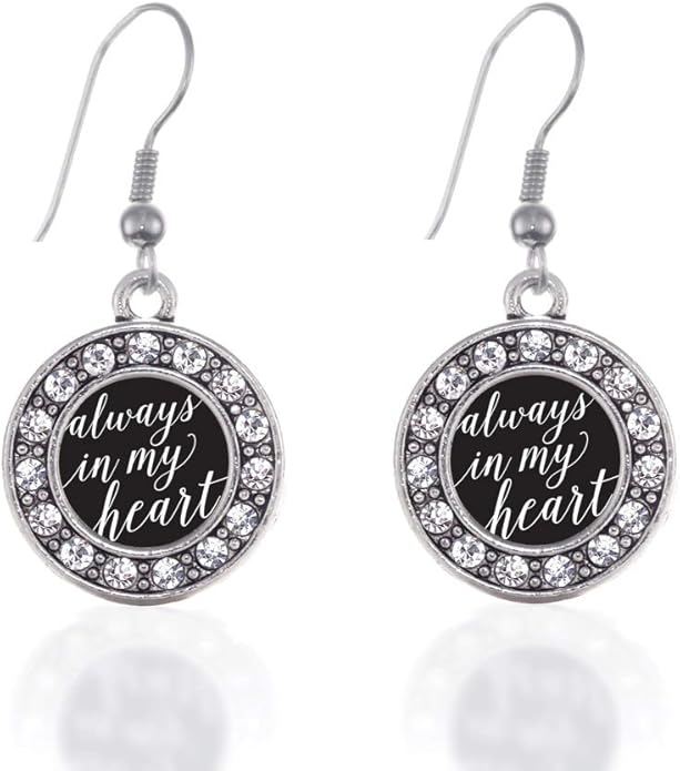 Inspired Silver - Silver Circle Charm French Hook Drop Earrings with Cubic Zirconia Jewelry