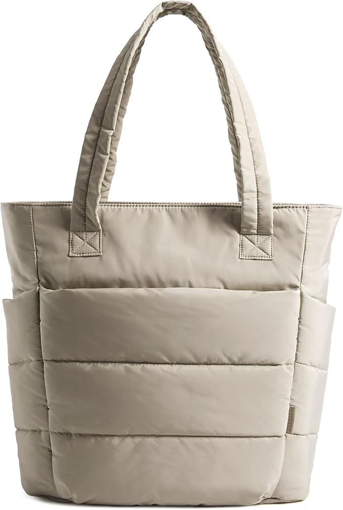 BAGSMART Tote Bag for Women, Lightweight Puffy Tote Bag with Compartments Shoulder Bag Handbag for Travel, Work, Gym | Lightweight, Puffy, Tote Bag with Compartments, Quilted, for Travel, Work