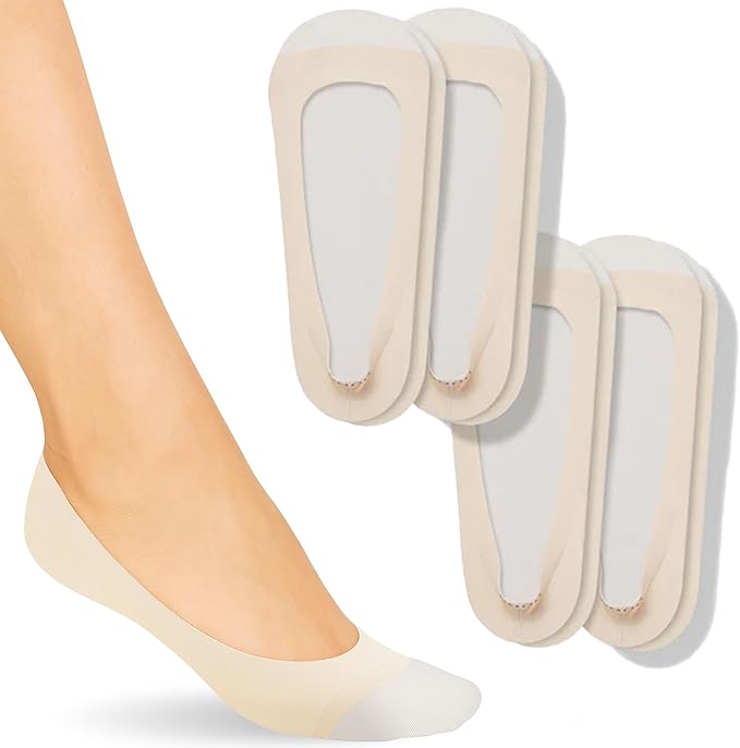 ONDO Low-Cut No Show Socks - Invisible in Flats & Loafers - Cotton & Aqua-X Nylon - No-Slip Fit for Men and Women - 4 Pack