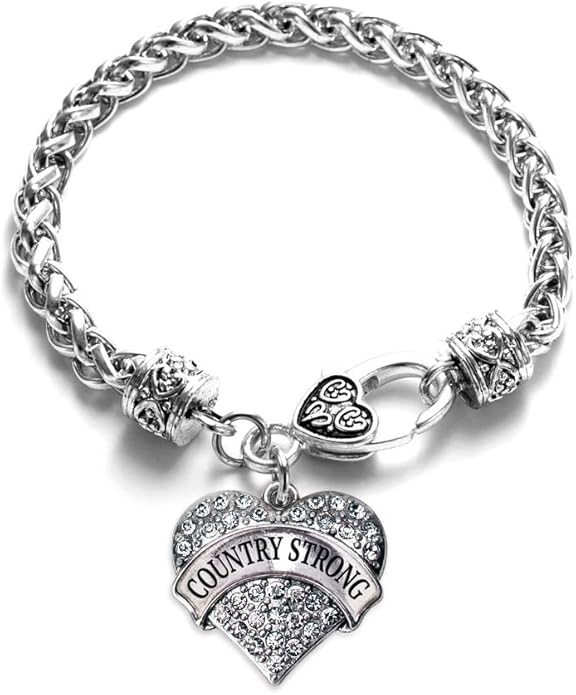 Inspired Silver - Silver Pave Heart Charm Bracelet with Cubic Zirconia Jewelry