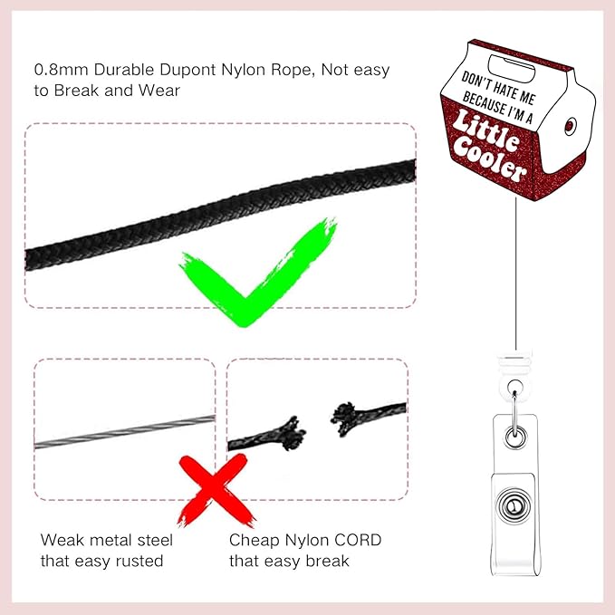 2 Pcs Don't Hate Me Because I'm A Little Cooler Badge Reel - Retractable ID Holder with Alligator Clip& Nylon Cord | AcrylicClip for Nurse Nurses Office Worker Teacher Student