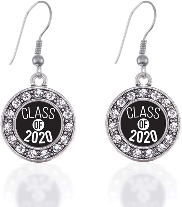 Inspired Silver - Silver Circle Charm French Hook Drop Earrings with Cubic Zirconia Jewelry