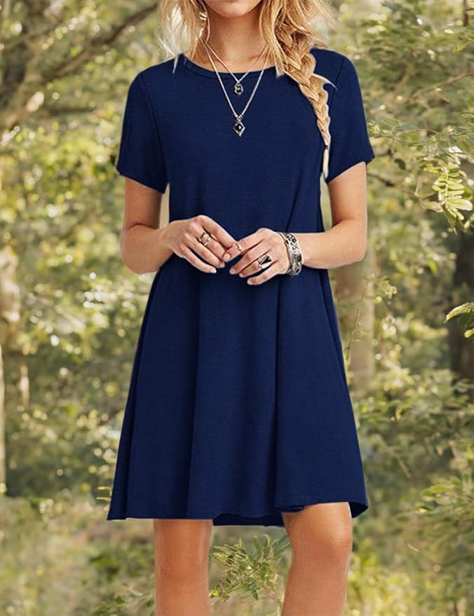 MOLERANI Women's Casual Plain Simple T-Shirt Loose Dress