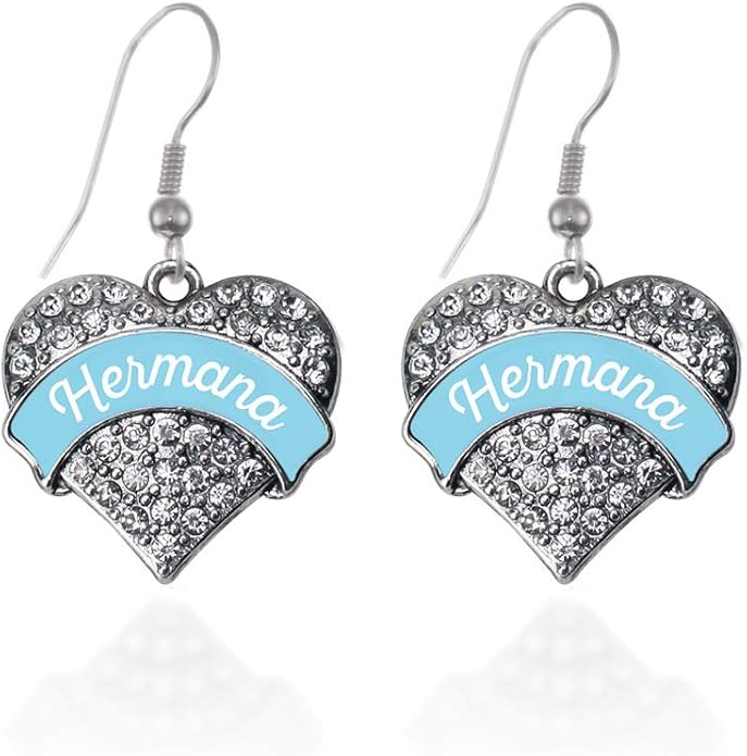 Inspired Silver - Silver Pave Heart Charm French Hook Drop Earrings with Cubic Zirconia Jewelry