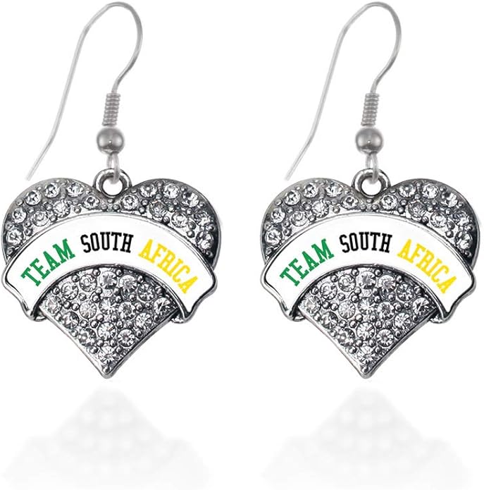 Inspired Silver - Silver Pave Heart Charm French Hook Drop Earrings with Cubic Zirconia Jewelry