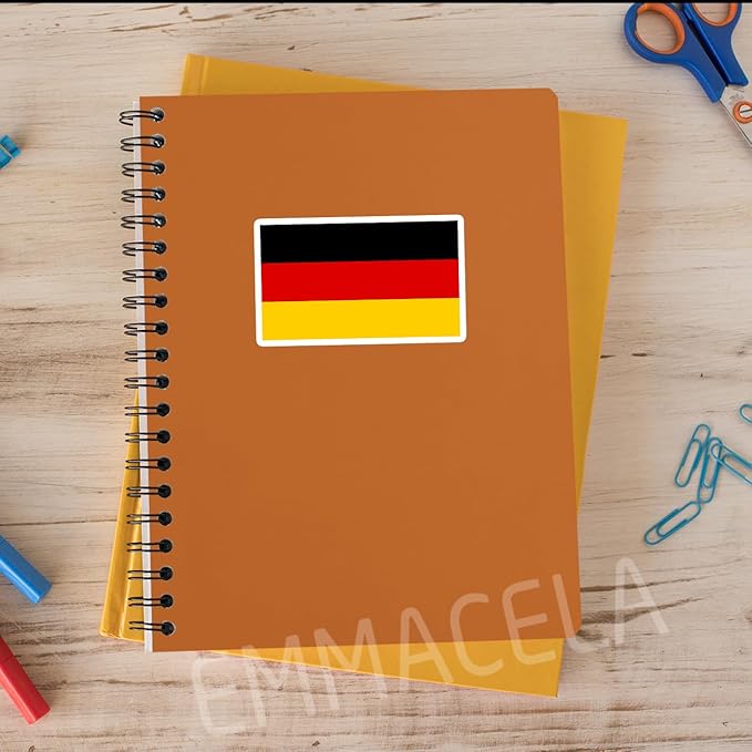 (3PCS) Germany Flag stickers, Countries Flag Stickers - Waterproof Vinyl Decals For Laptops, Tumblers, Water Bottles, Books, Scrapbooks, Size 3 x 1.8