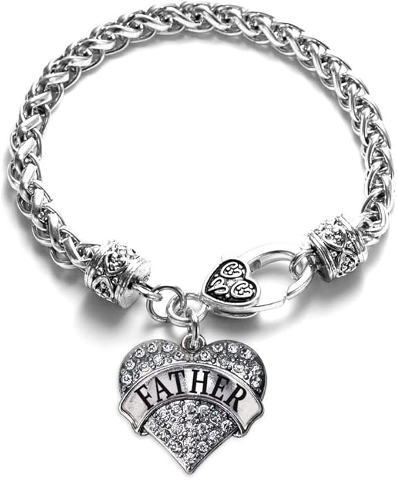 Inspired Silver - Silver Pave Heart Charm Bracelet with Cubic Zirconia Jewelry
