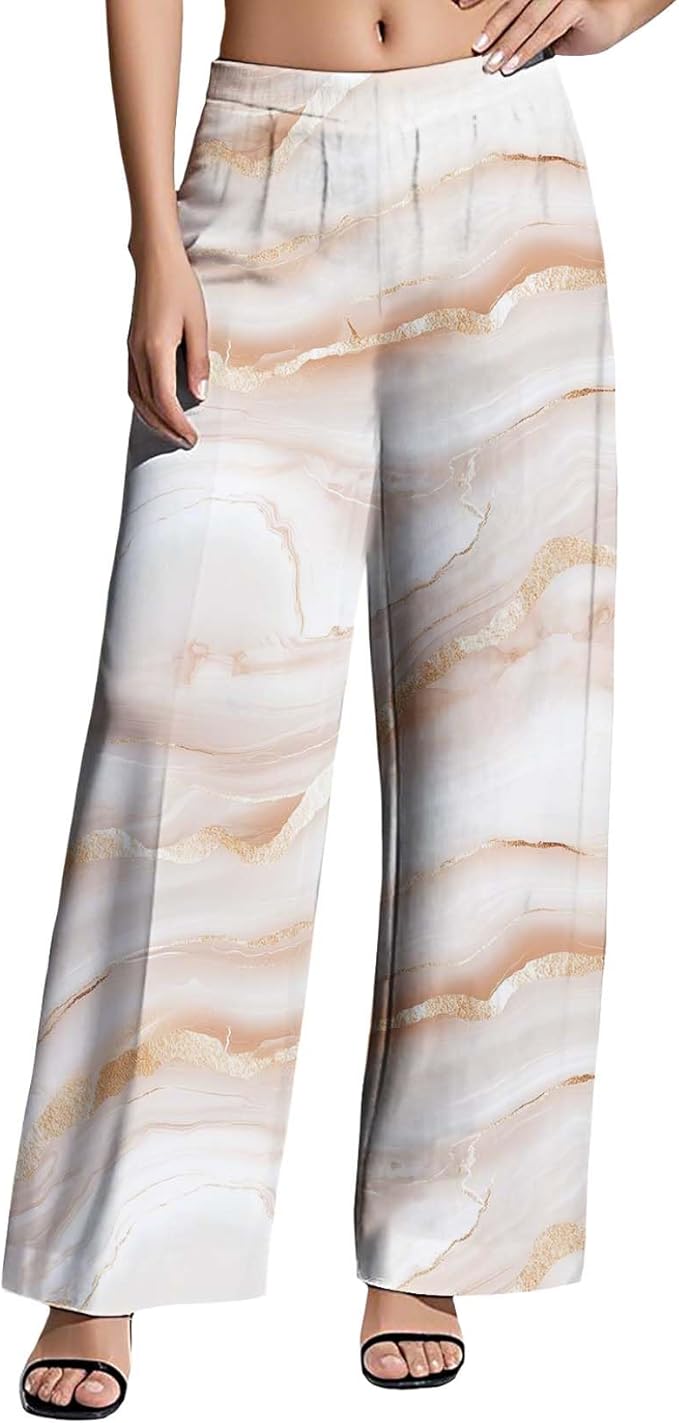 Womens Boho Pants Casual Oversize High Waisted Wide Leg Trousers Pattern Printed Ourdoors Pant for 2025 Summer