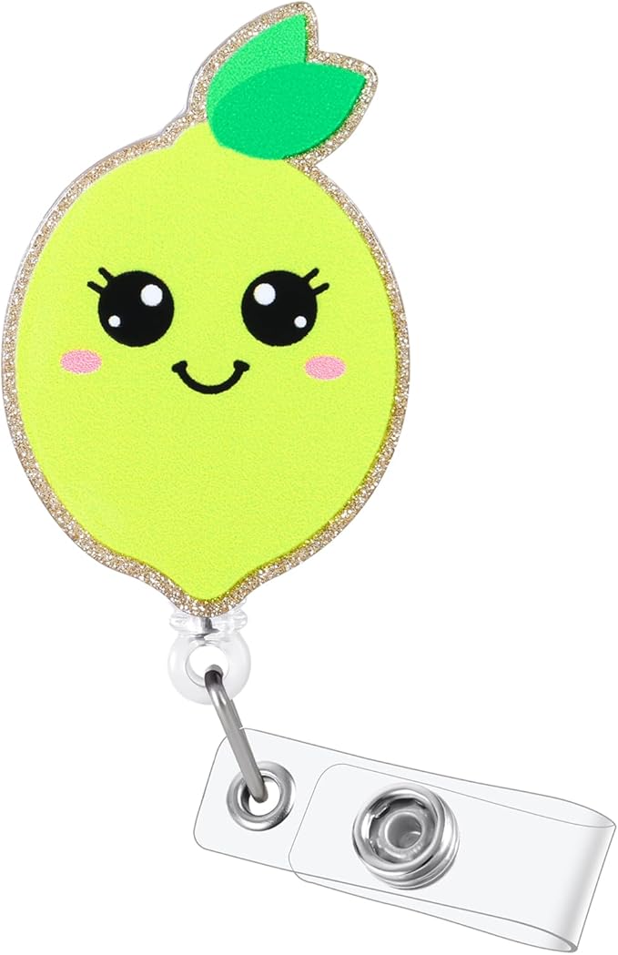 Funny Lemon Badge Reel, Cute Retractable ID Card Badge Holder, Name Tag Work Badge Clips for RN LPN CNA Nicu Labor and Delivery Nurse Medical Assistant Nursing Student Dietitian Teacher