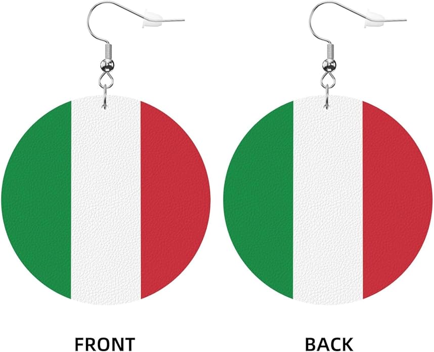 Round Faux Leather Earrings for Women Lightweight Double-Side Printed Drop Dangle Earring for Festival Party Gift