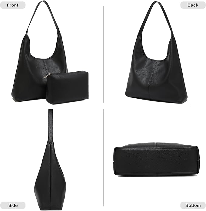 Hobo Bag for Women, Easygoing Soft Vegan Leather Shoulder Handbag Tote Purse, Spacious Work Tote, Crossbody Bag for Daily Use