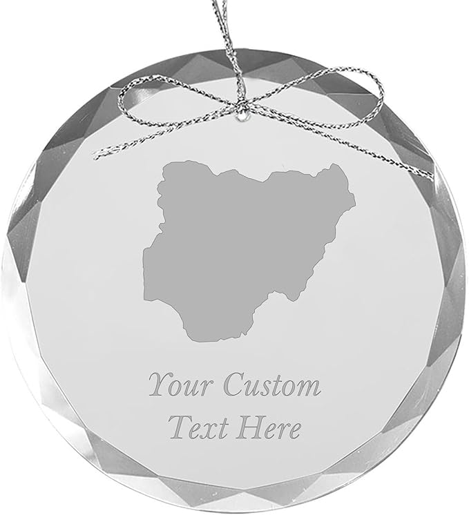 Nigeria, Personalized Travel Christmas Ornament – Customized Engraved Glass Keepsake - Custom Family Trip & Vacation, 2024, 2025, 2026, 2027 & Name – Destination Xmas Holiday Ornament